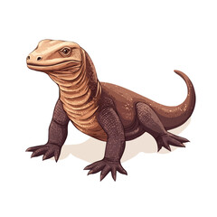 Komodo Dragon, vector graphic, 2D flat isometric cartoon illustration on white background.
