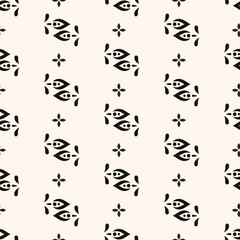 Abstract simple floral gothic style seamless pattern. Elegant minimal monochrome stylish background. Perfect for textile, wallpaper and fabrics.