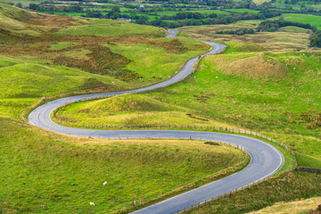 Serpentine Road in Peak District. England