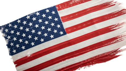 Naklejka premium An american flag with a brush stroke effect isolated on transparent background