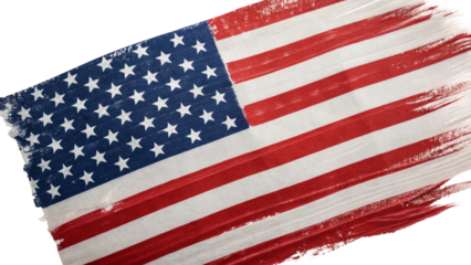 An american flag with a brush stroke effect isolated on transparent background