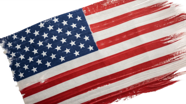 An american flag with a brush stroke effect isolated on transparent background - Powered by Adobe