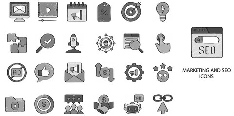 Marketing simple concept 24 Grew color icons set .Vector illustration.	