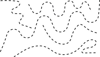 Collection of swirling spiral dashed lines. Vector manga-style wavy lines featuring a pointer. Isolated vector symbols.
