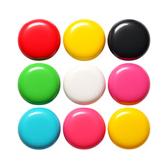 Nine colorful circles isolated on transparent background