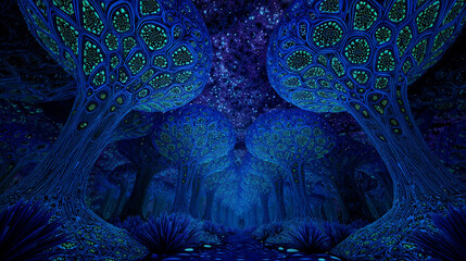 意識の森を彷徨う｜キノコと古代遺跡が共鳴するサイケデリック神話世界 高画質