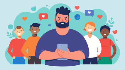 Fototapeta premium A social media group for men to share inspirational quotes and messages about body positivity and selflove.. Vector illustration