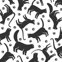 Сat background, pattern set. Collection icon cat. Vector
