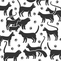 Сat background, pattern set. Collection icon cat. Vector