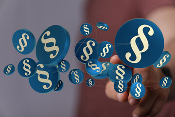 Abstract image of interconnected paragraph symbols, representing legal networks and collaboration.