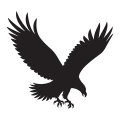 Silhouette of an Eagle with Spread Wings Isolated on White Background – Majestic bald eagle silhouette