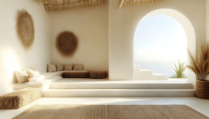 Fototapeta premium Bright airy interior with natural textures and calming atmosphere
