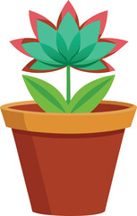 Whimsical flower pot illustration with vibrant colors on a clean white background perfect for spring and garden themes
