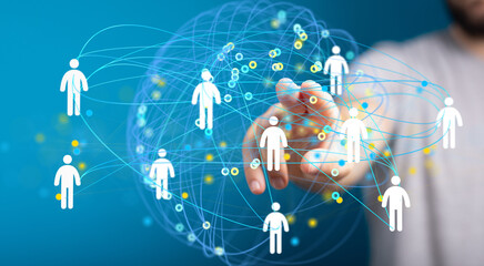 Image depicting a global network of interconnected people, symbolizing communication and...