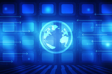 Fototapeta premium 2d illustration world map abstract background 