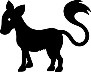 Black and white vector illustration of a wild horse silhouette