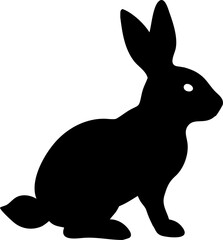 Black silhouette vector illustration of a cute cartoon rabbit
