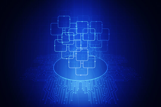 2d illustration Abstract futuristic electronic circuit technology background