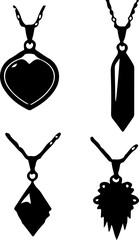 Ornamental Necklace Vector Art, Floral Jewelry Silhouette Design, Decorative Lace Necklace Vector, Elegant Ornate Collar Design, Vintage Floral Necklace Vector, Intricate Pendant Frame Art, Antique La