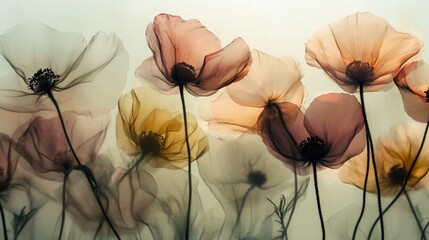 Delicate, translucent flowers in soft pastel colors