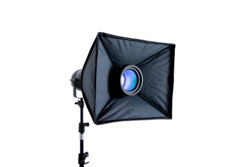 A Precision Spotlight with Frosted Lens Diffuser, Mounted on a Versatile Stand for Controlled Illumination, isolated on transparent background. PNG file, cut out