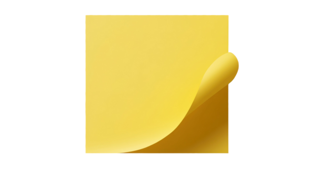 Yellow note paper sheet isolated on white background