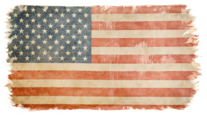 Grunge american flag with stars and stripes isolated on transparent background