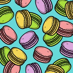 Macaroon background, pattern set. Collection icon macaroon. Vector