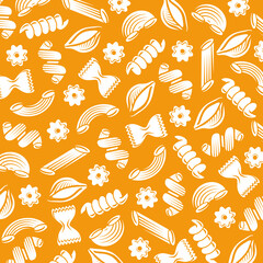 Pasta background, pattern set. Collection icons farm pasta. Vector