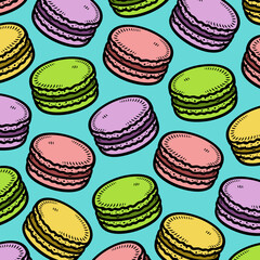 Macaroon background, pattern set. Collection icon macaroon. Vector