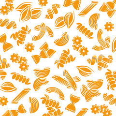 Pasta background, pattern set. Collection icons farm pasta. Vector