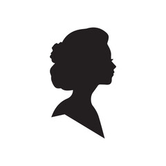 Woman vector silhouette, black color isolated on white background. Vector illustration