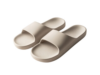 Beige Slide Sandals for Comfort and Relaxation on Transparent Background