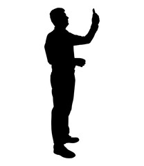 Silhouette of talking businessman by mobile phone. Vector illustration.