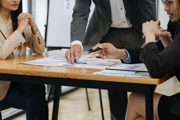 Business Collaboration: Capturing the essence of strategic discussions. A professional meeting...