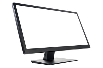 Minimal Black Computer Monitor with Flat Screen Isolated on Transparent Background
