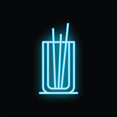 Blue neon sign representing an aroma diffuser with incense sticks, creating a modern and stylish atmosphere