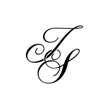 Elegant JS Monogram Logo in Black Script &ndash; Luxury Calligraphy Initial Design on White Background