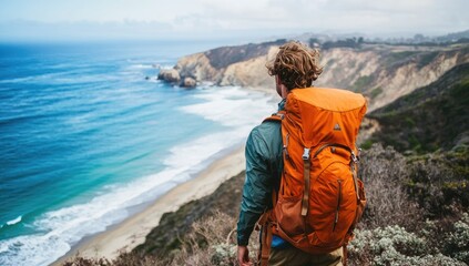 Hiker gazes at coastal vista (1)