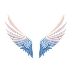 Obraz premium Graceful pair of stylized angel wings in soft blue and pink hues, symbolizing freedom, divinity, and aspiration