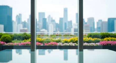 Stunning Cityscape View from Modern Rooftop Garden