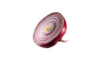 Onion Slice Jumping in Air Isolated on Transparent Background