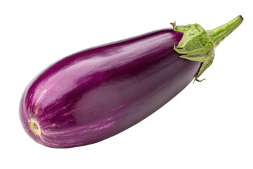 Fresh Purple Eggplant Isolated on Transparent Background