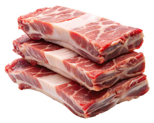 Raw Pork Spare Ribs Isolated on Transparent Background