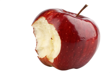 Partially Eaten Red Apple Isolated on Transparent Background