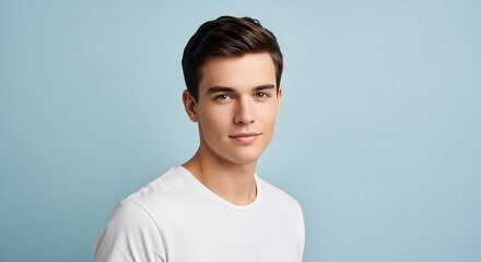 Portrait of a Young Man with Dark Hair and a Calm Expression