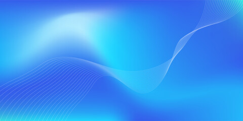 Abstract blue gradient background with shining lines waves. Minimalist background for banner, poster, cover, brochure, flyer, website