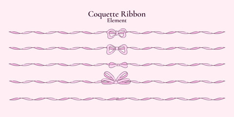 Ribbon elements. Bow and ribbons collection. Flat banner ribbon for decorative design. Ribbons, Banners, badges, Labels Design Elements.