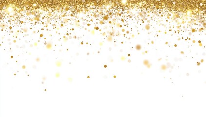 Gold glitter confetti falling on white background (3)