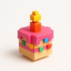 Obraz premium Colorful pixelated cake illustration.